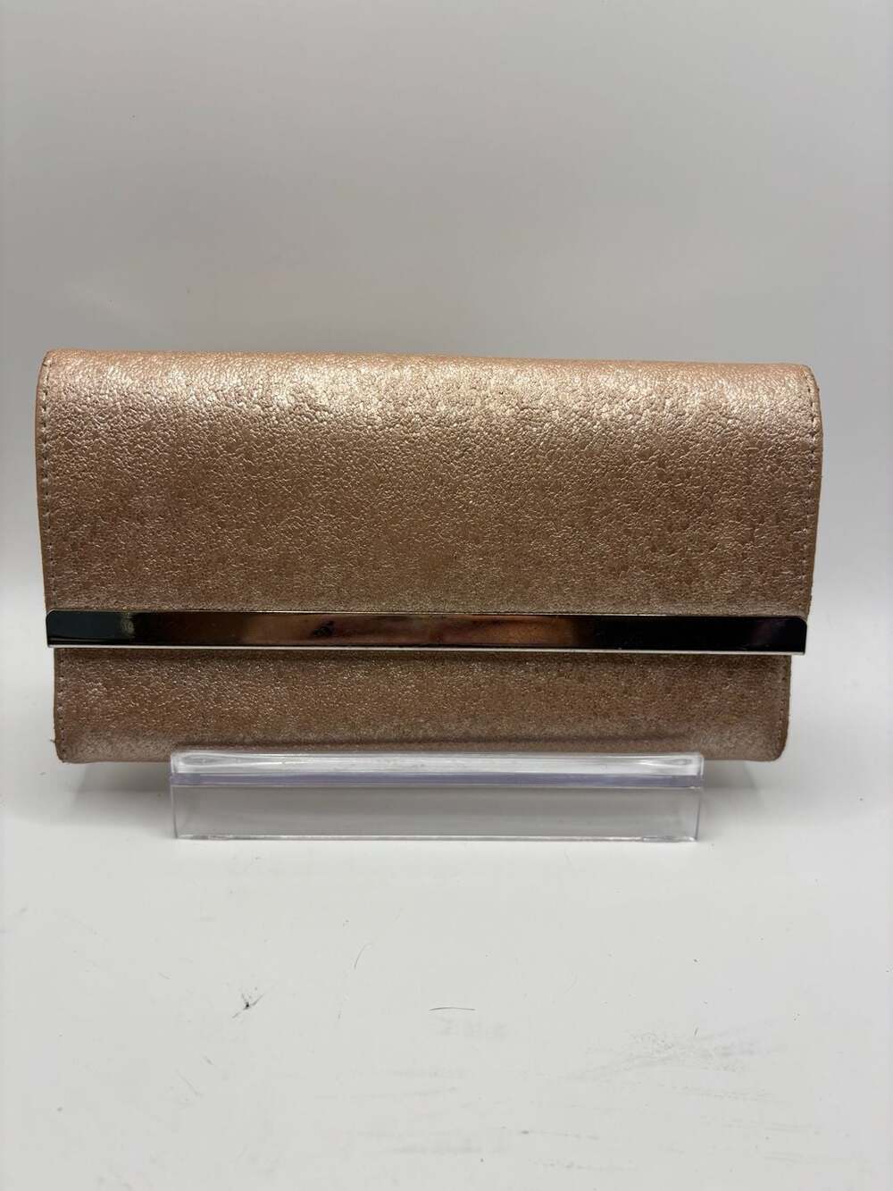 A New Day Rose Gold Sparkly Faux Leather Women's Small Rectangle Snap Clutch
